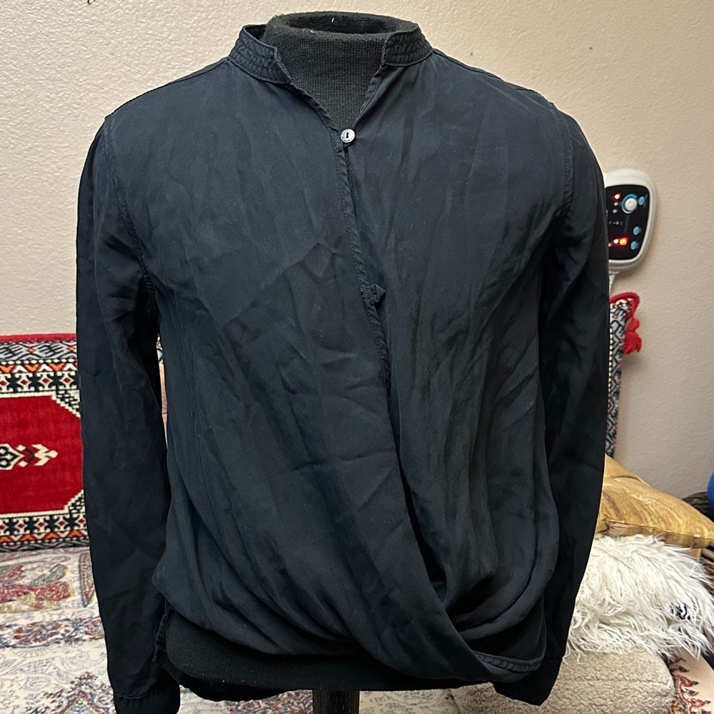 Blank NYC Charcoal Wrap Blouse